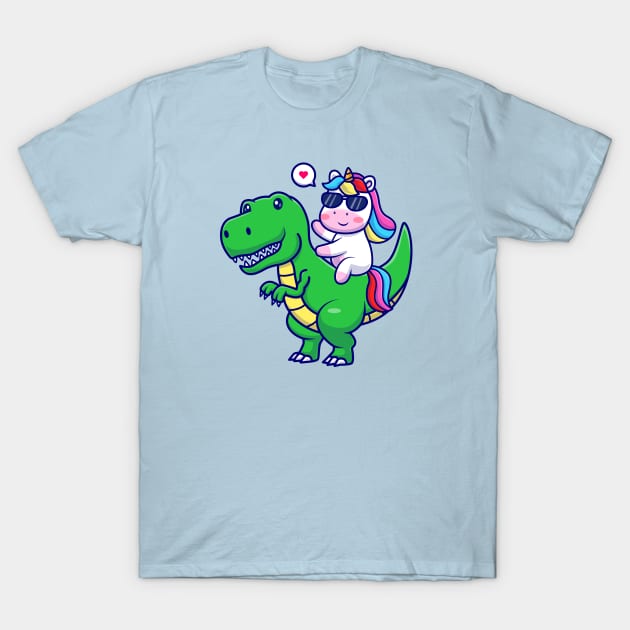 Cute Unicorn With Dino Cartoon T-Shirt by Catalyst Labs